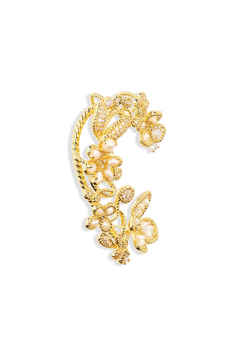 Bloom Freshwater Pearl Ear Climber, Alternate, color, GOLD/ PEARL