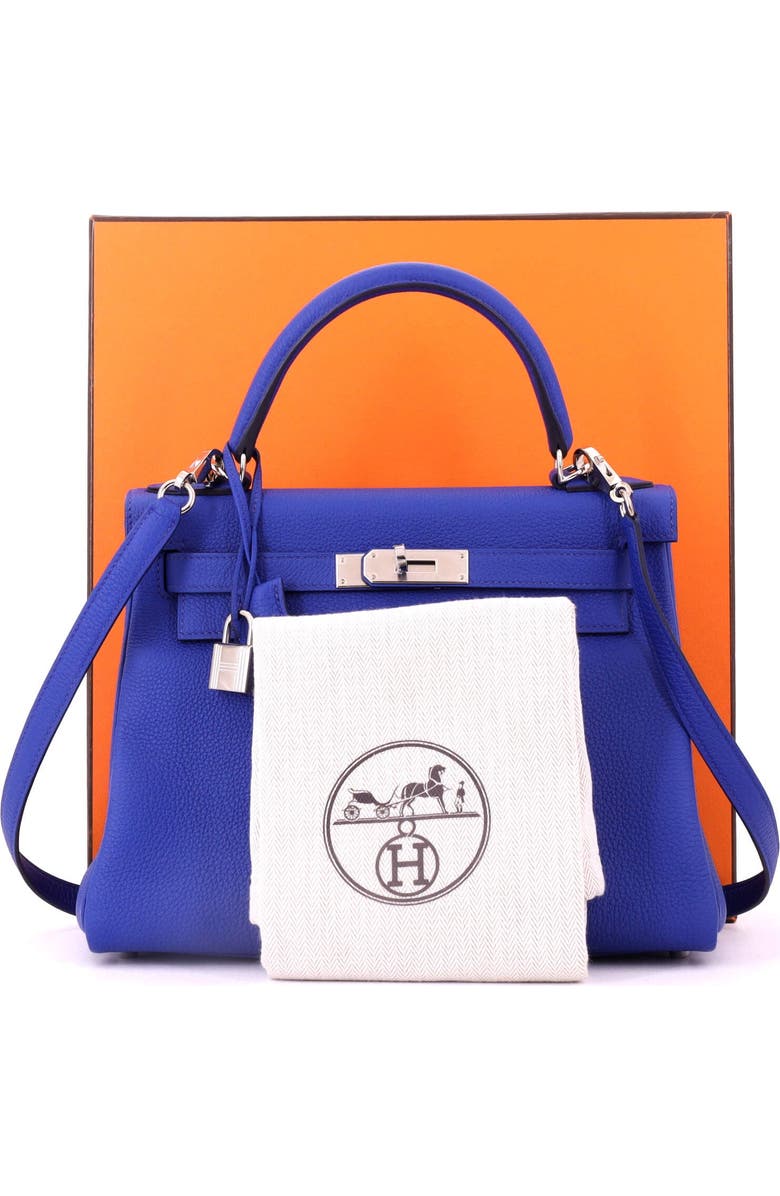 Pre-Owned Hermes Kelly Handbag Blue Togo with Palladium Hardware 28, Alternate, color, Bleu Royal