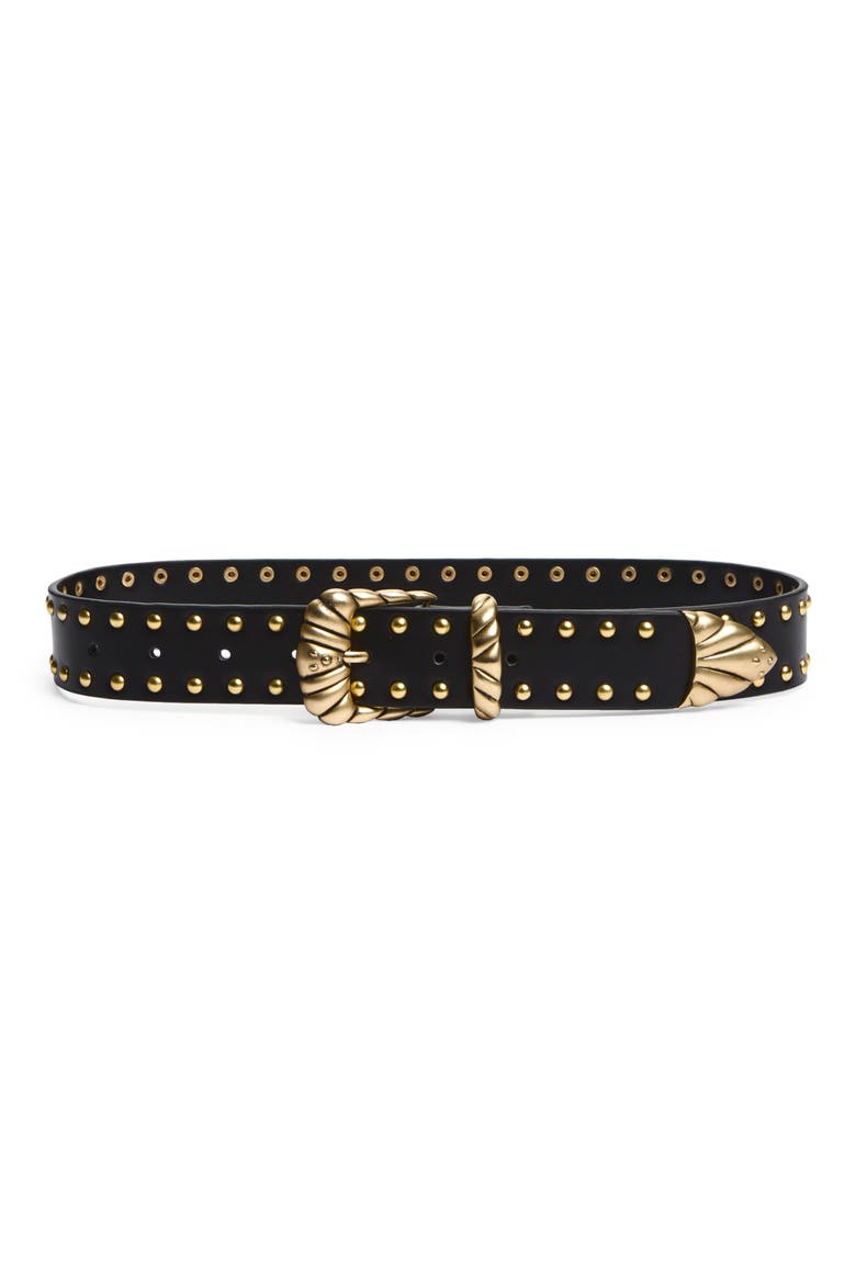 Studded Wide Western Belt, Main, color, BLACK001