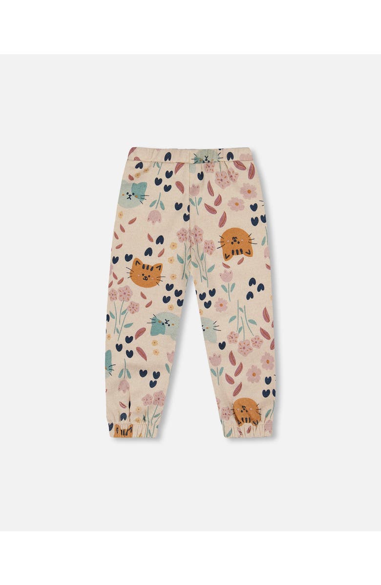 Deux par Deux Glittering French Terry Sweatpant Cat, Alternate, color, Beige