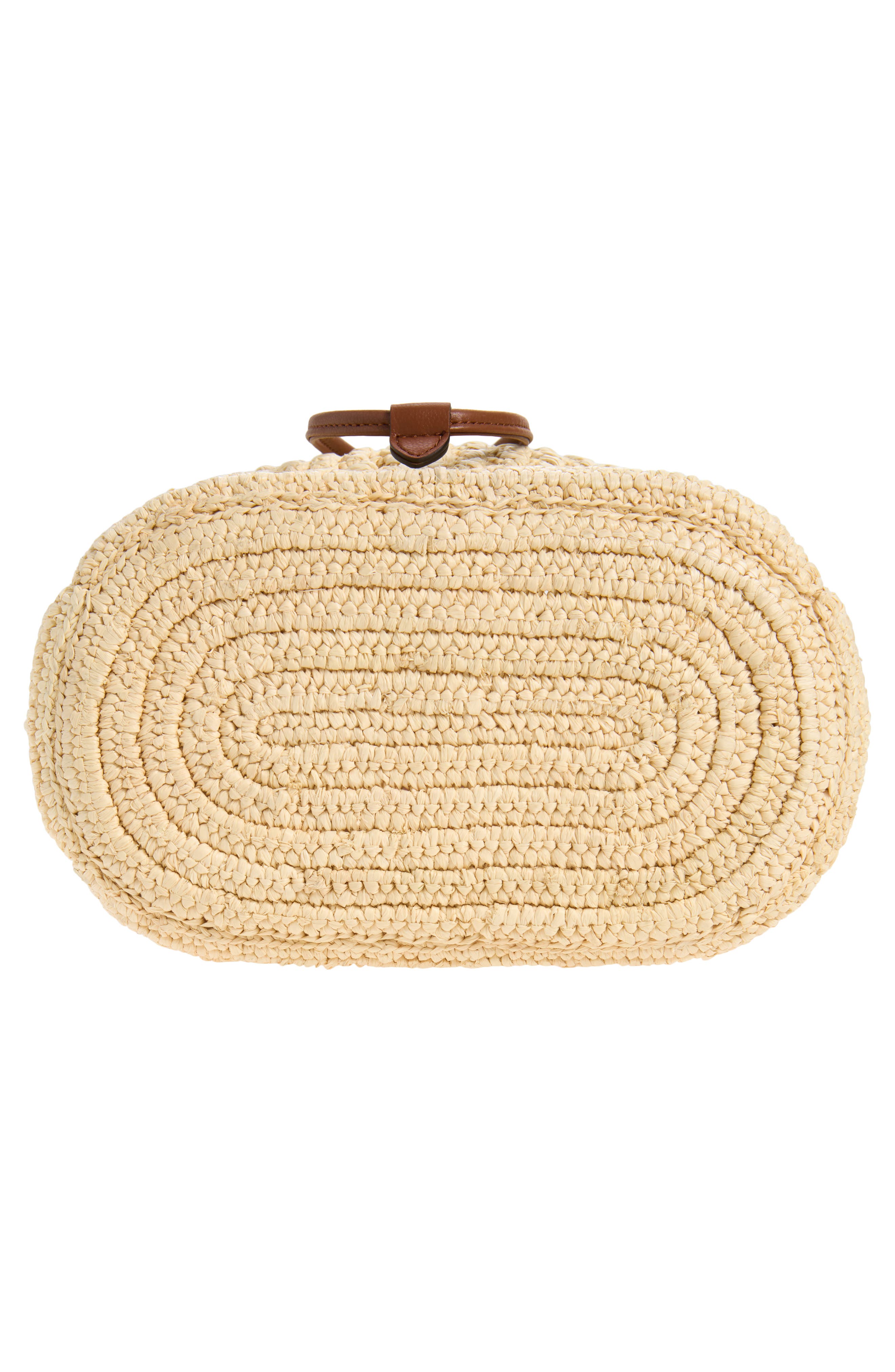 Mulberry Small Crochet Raffia Bucket Bag, Alternate, color, Natural