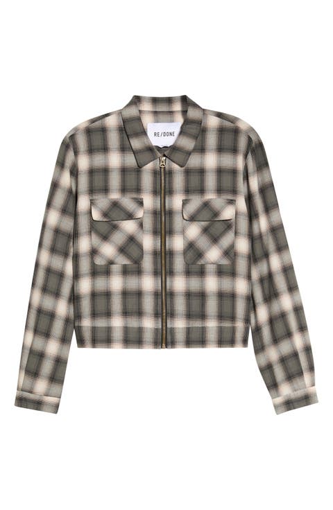 Viv Plaid Cropped Cotton Jacket