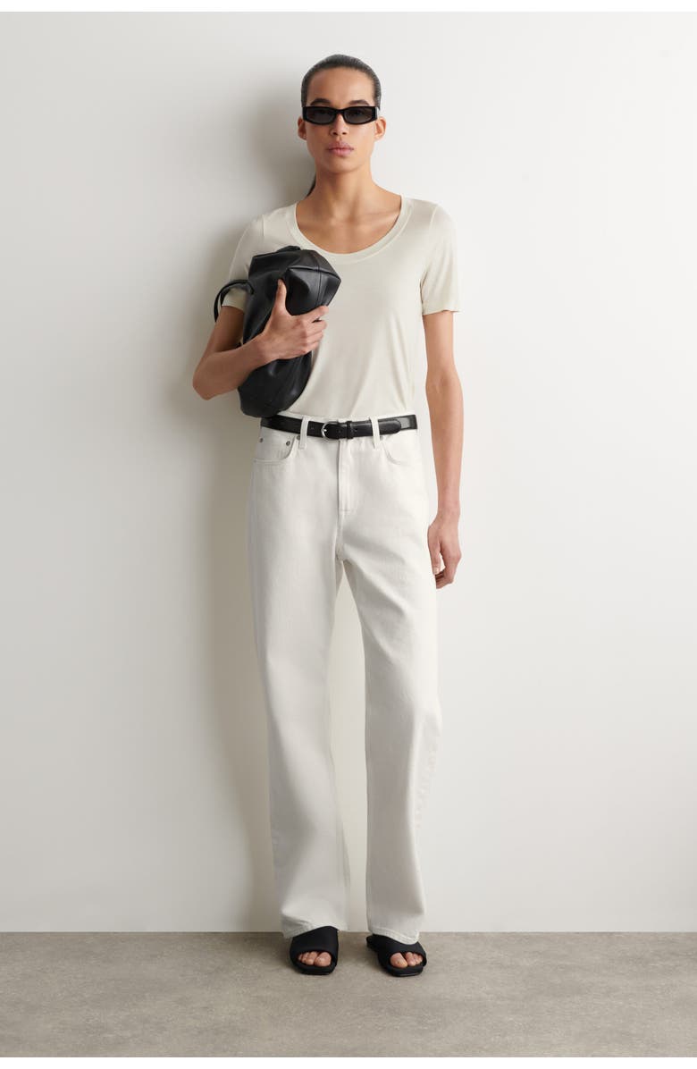 COS Slim Silk T-Shirt, Alternate, color, Ivory