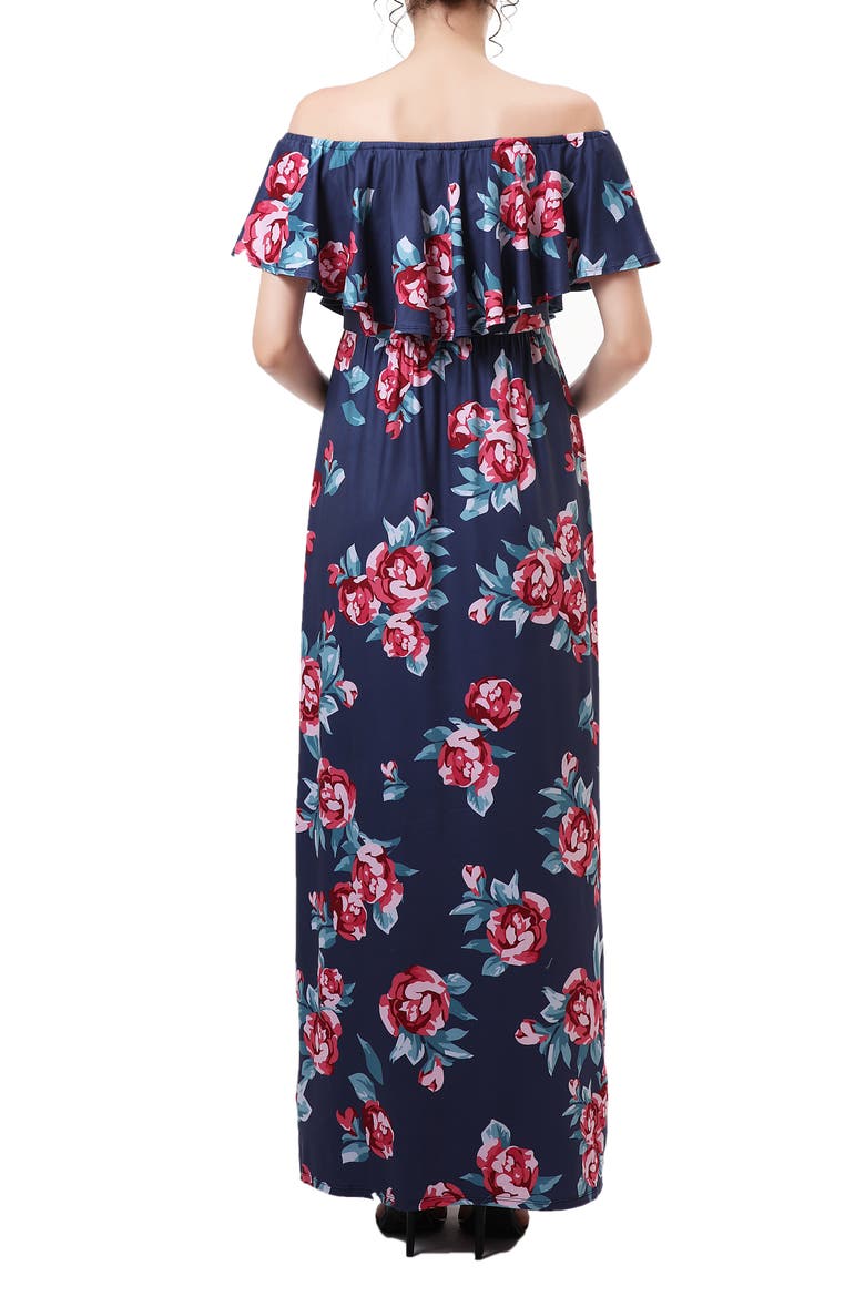 Brielle Off the Shoulder Maternity/Nursing Maxi Dress, Alternate, color, BLUE