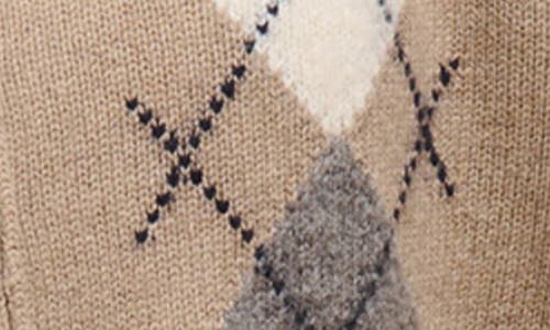 Alex Mill Taylor Cardigan In Wool Cotton Argyle Oatmeal In Brown