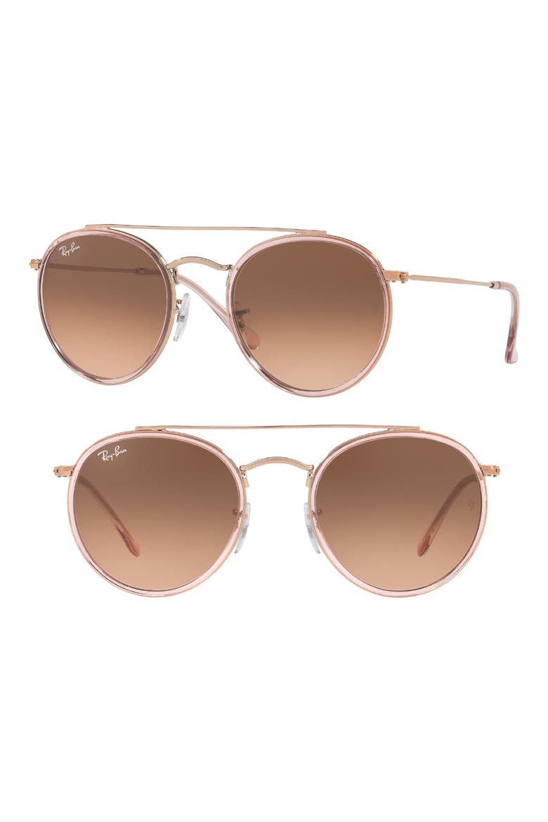 51mm Aviator Gradient Lens Sunglasses, Main, color, LIGHT PINK