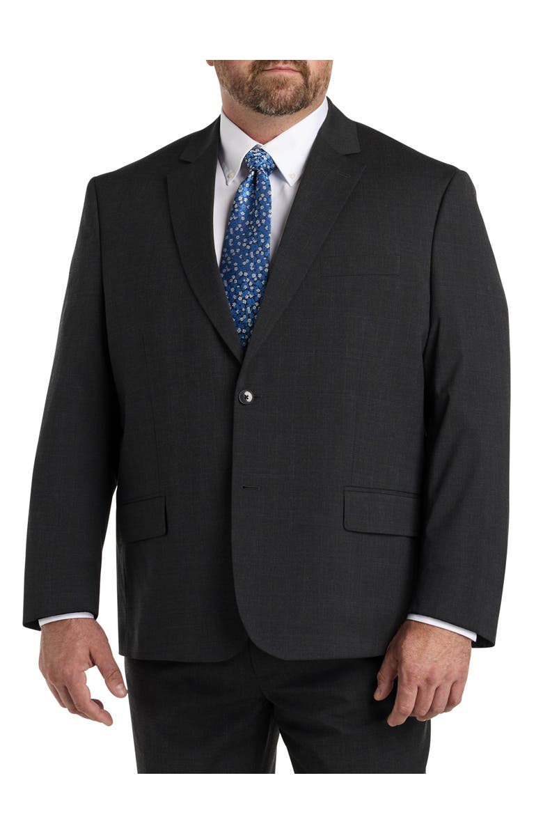 Oak Hill by DXL Jacket Relaxer Windowpane Suit Jacket, Main, color, Grey
