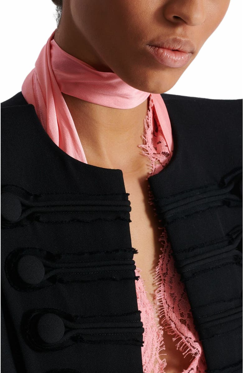 Balmain Grain De Poudre Edge-To-Edge Spencer Jacket, Alternate, color, Black