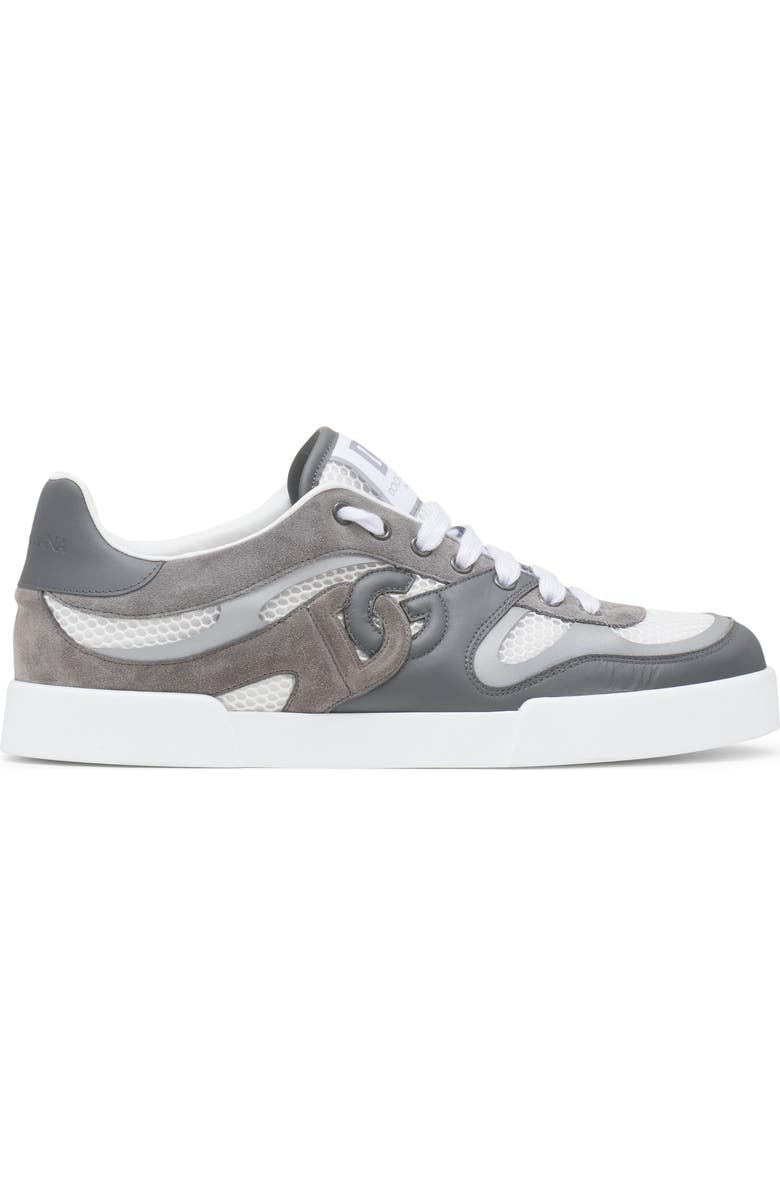 Dolce&Gabbana Mesh & Leather Sneaker, Alternate, color, Bianco/ Grigio Scuro