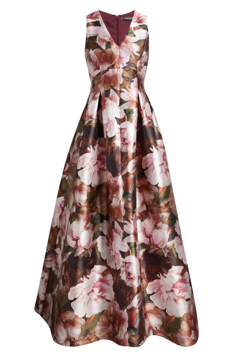 Julia Jordan Floral Box Pleat Sleeveless Ballgown, Alternate, color, Pink Multi