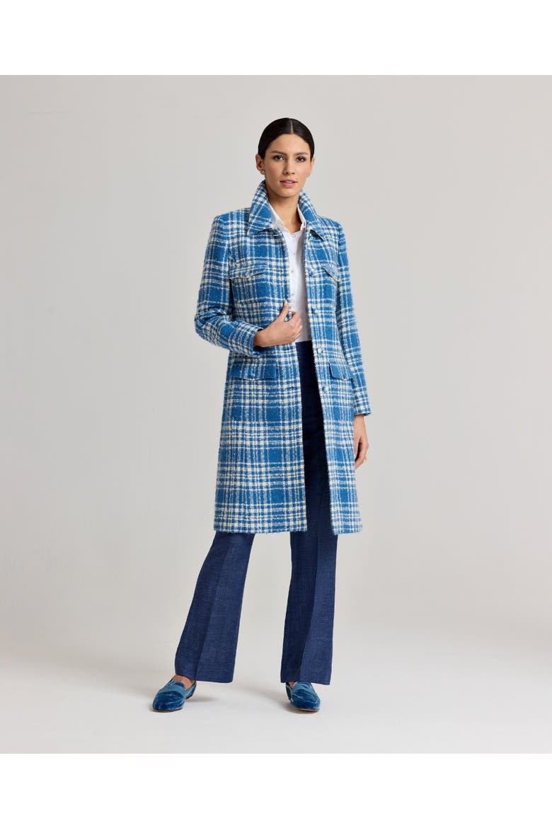The Lady Check Wool Coat, Alternate, color, Butterfly Blue/Cream