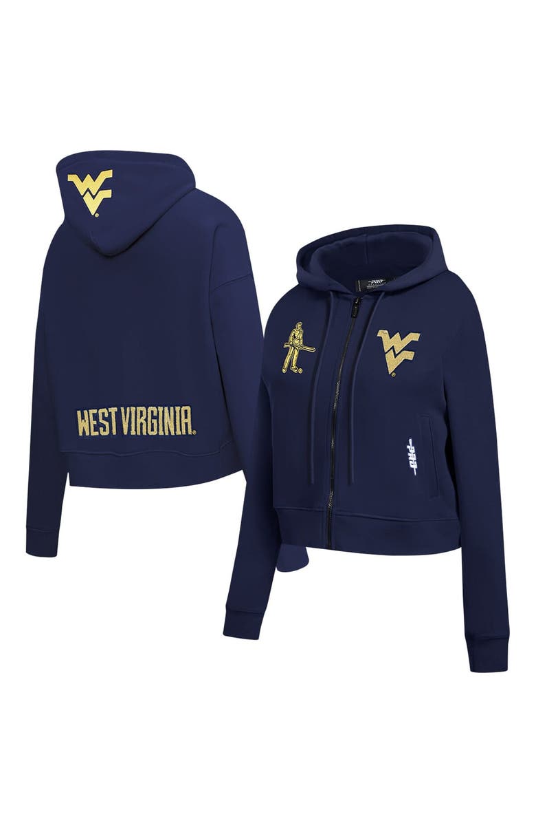 PRO STANDARD Women's Pro Standard Navy West Virginia Mountaineers Game Day Sequin Full-Zip Hooded Jacket, Main, color, Navy