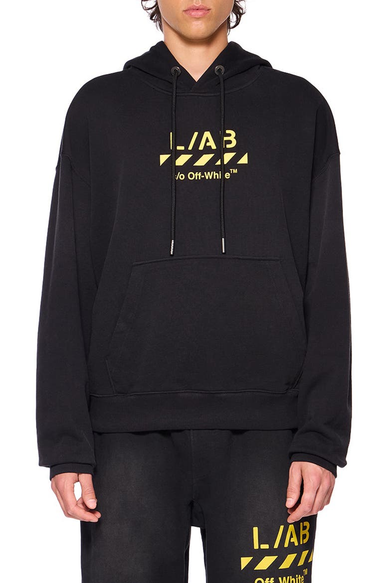 Diag Garment Cotton Washed Hoodie, Main, color, BLACK