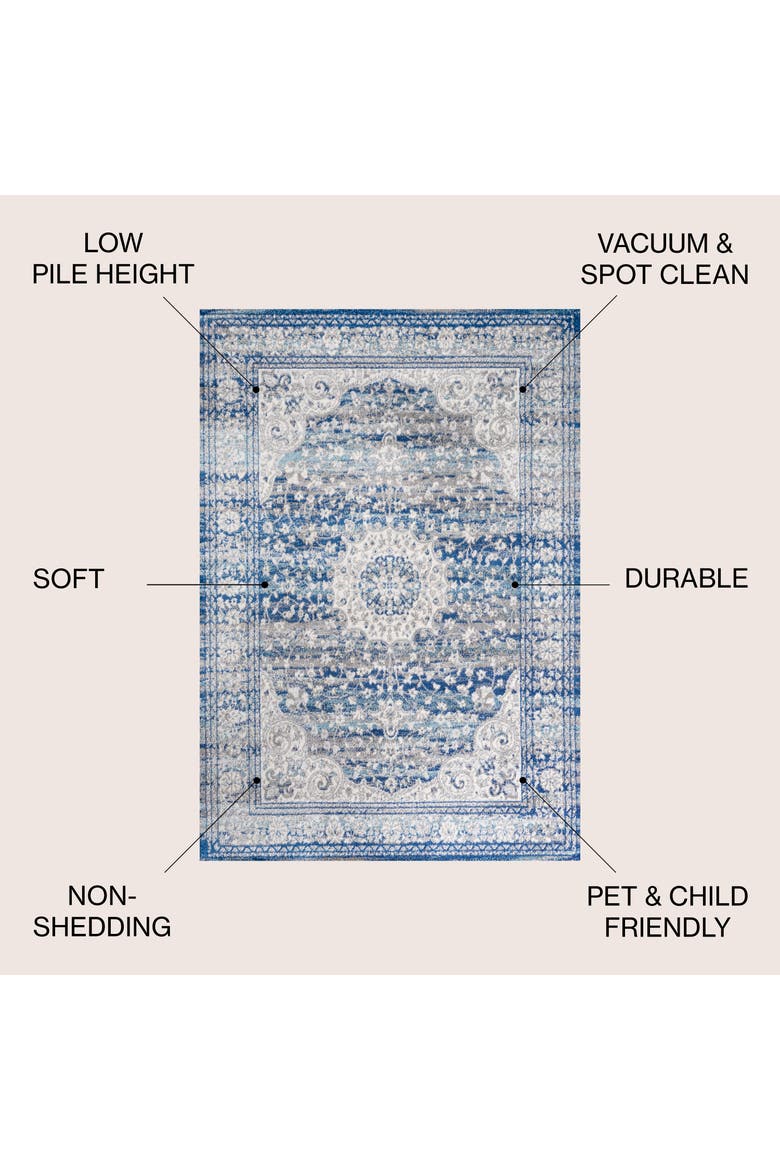 Scala Ornate Bohemian Medallion Area Rug, Alternate, color, Blue/Dark Gray