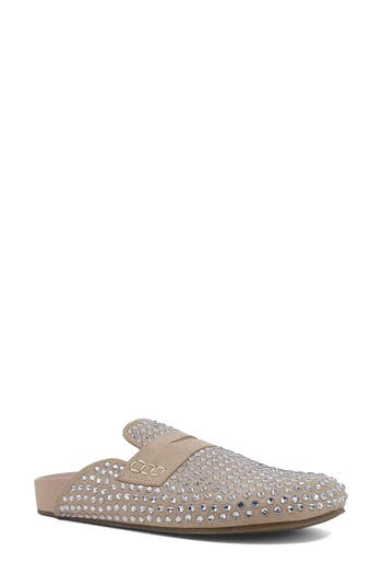 Shushop Tracy Crystal Embellished Mule In Gray