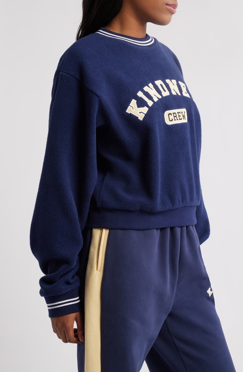 THE MAYFAIR GROUP Kindness Crew Teddy Fleece Crewneck Sweatshirt, Alternate, color, Navy