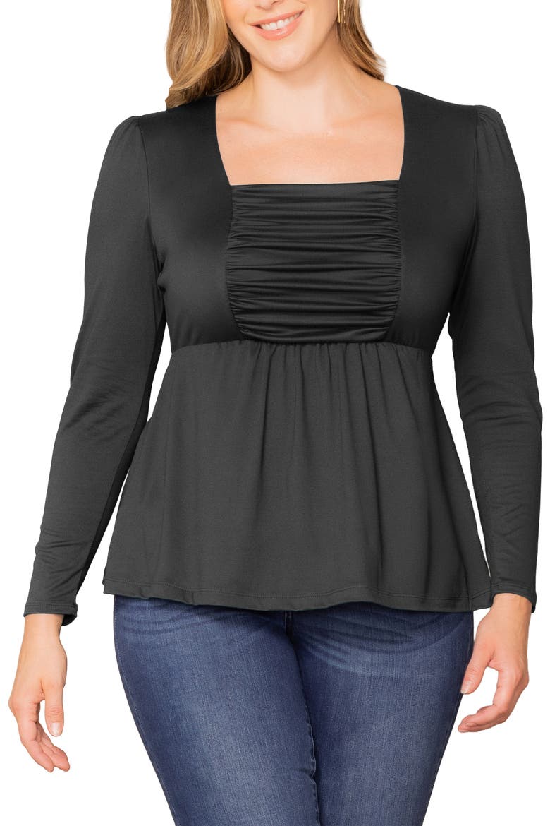 Rylan Ruched Knit Top, Main, color, BLACK NOIR