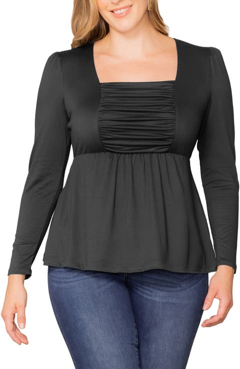 Rylan Ruched Knit Top (Plus)