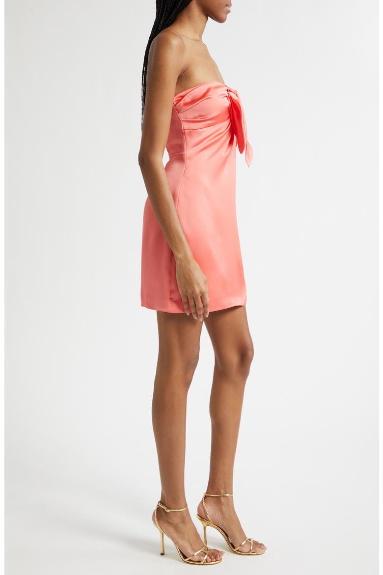 orion strapless mini dress Ramy Brook Women's Orion Satin Bodice Strapless Minidress - Red