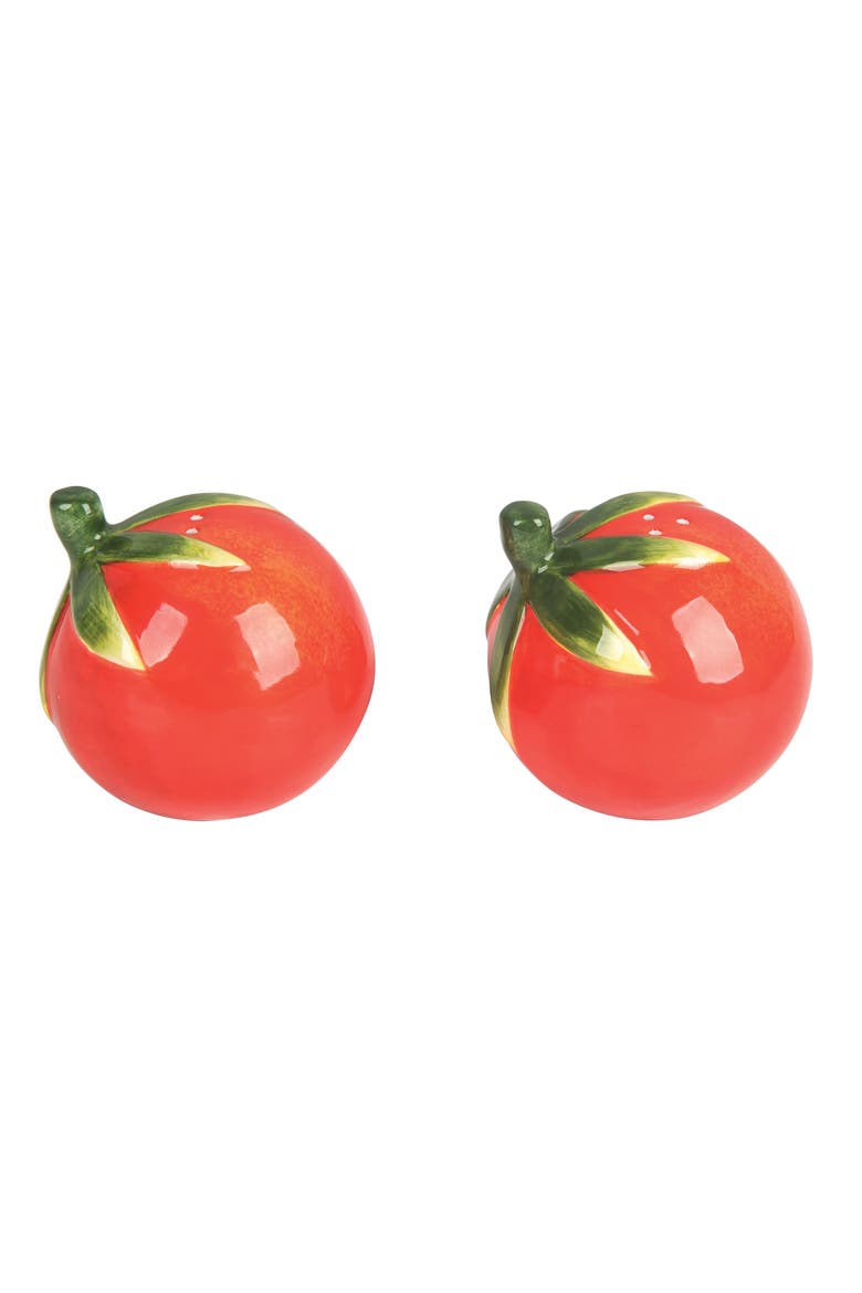 Red Tomato Salt & Pepper Shakers Set of 2 Spring Summer Dining Decor, Main, color, Red
