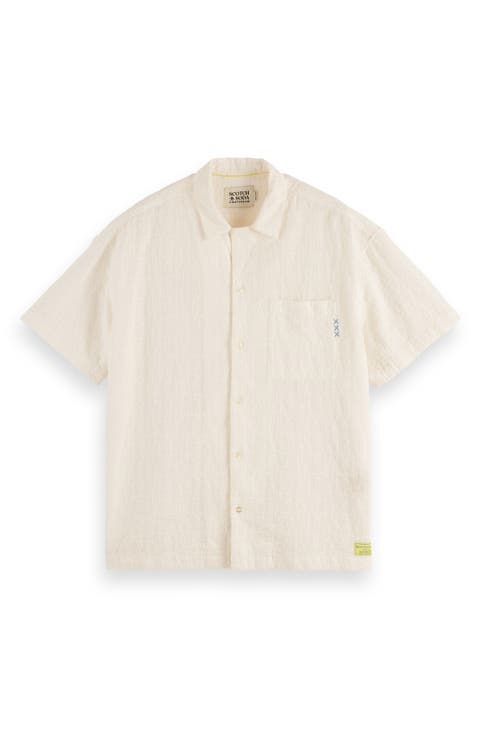 “Scotch & Soda” プリントキャンプ/アロハシャツ Palmtree Scotch & Soda Allover Printed Short Sleeve Shirt in Palm