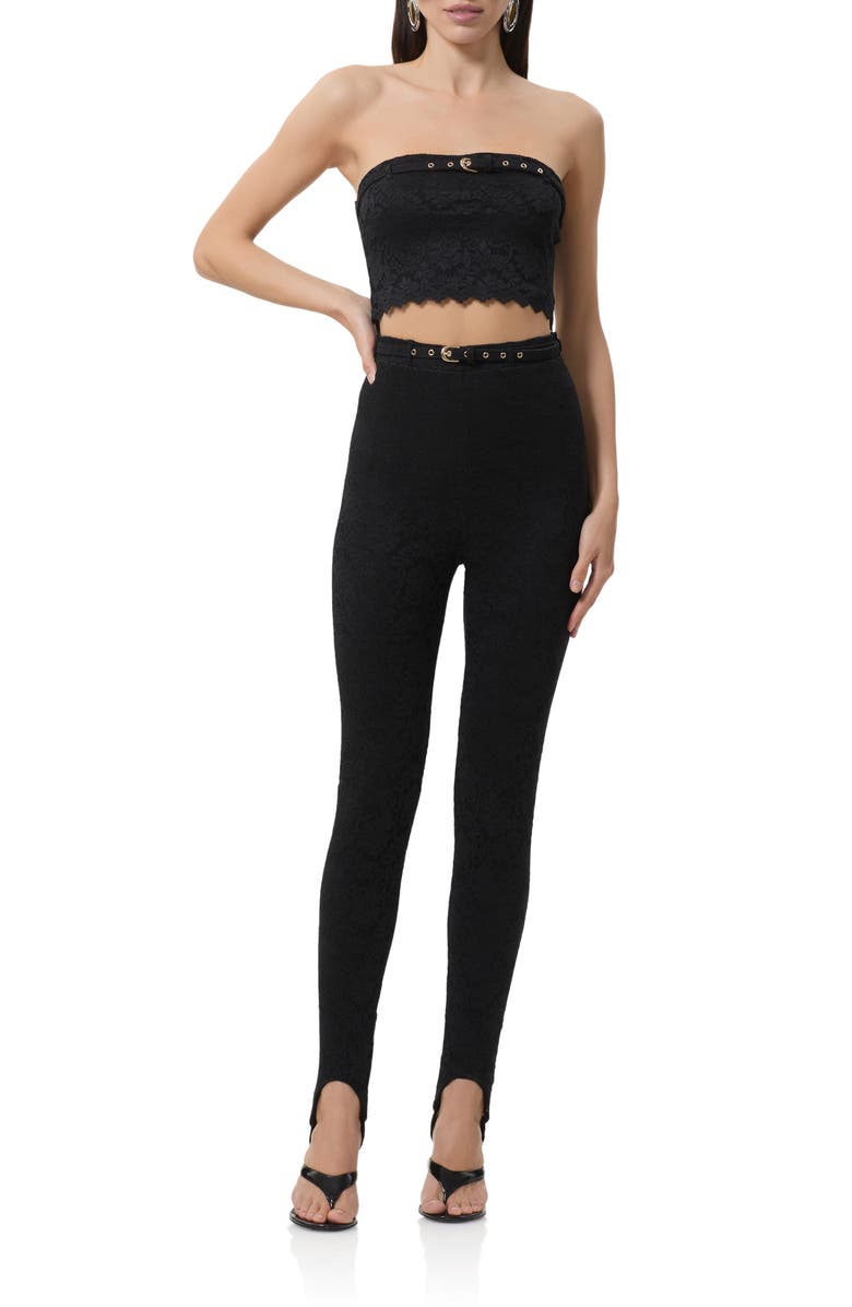 AFRM Remy Strapless Lace Crop Top, Alternate, color, Noir