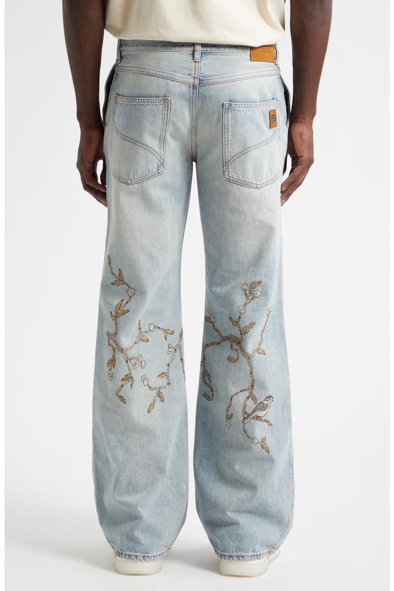 Floral Embroidered Cotton Wide Leg Jeans, Alternate, color, SUNSET BLUE ARCHIVED