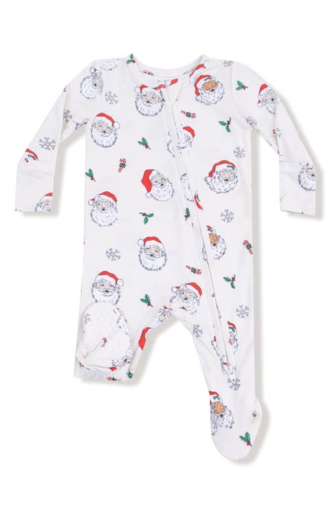 Vintage Santa Print Zip Footie (Baby)