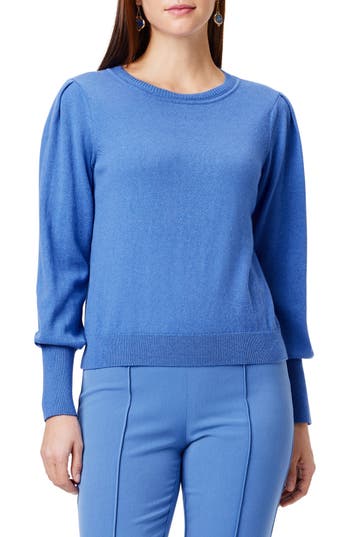 Nic + Zoe Nic+zoe Puff Shoulder Sweater In Blue