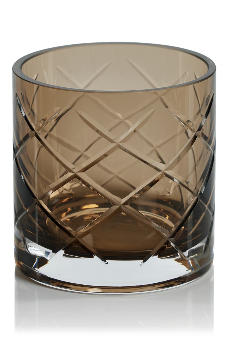 Martina Hand Cut Glass Vase, Main, color, BROWN