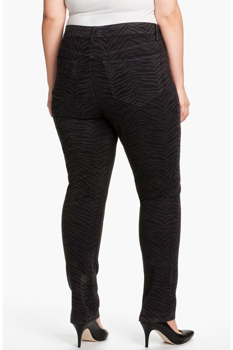 'Sheri - Zebra' Print Twill Slim Jeans, Alternate, color, BLACK