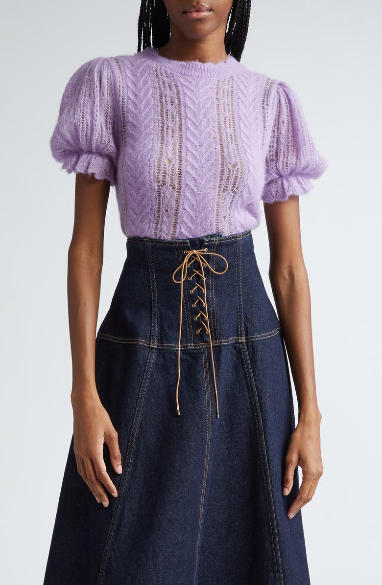 Ulla Johnson Mavis Mixed Stitch Alpaca Blend Sweater, Main, color, Lavender