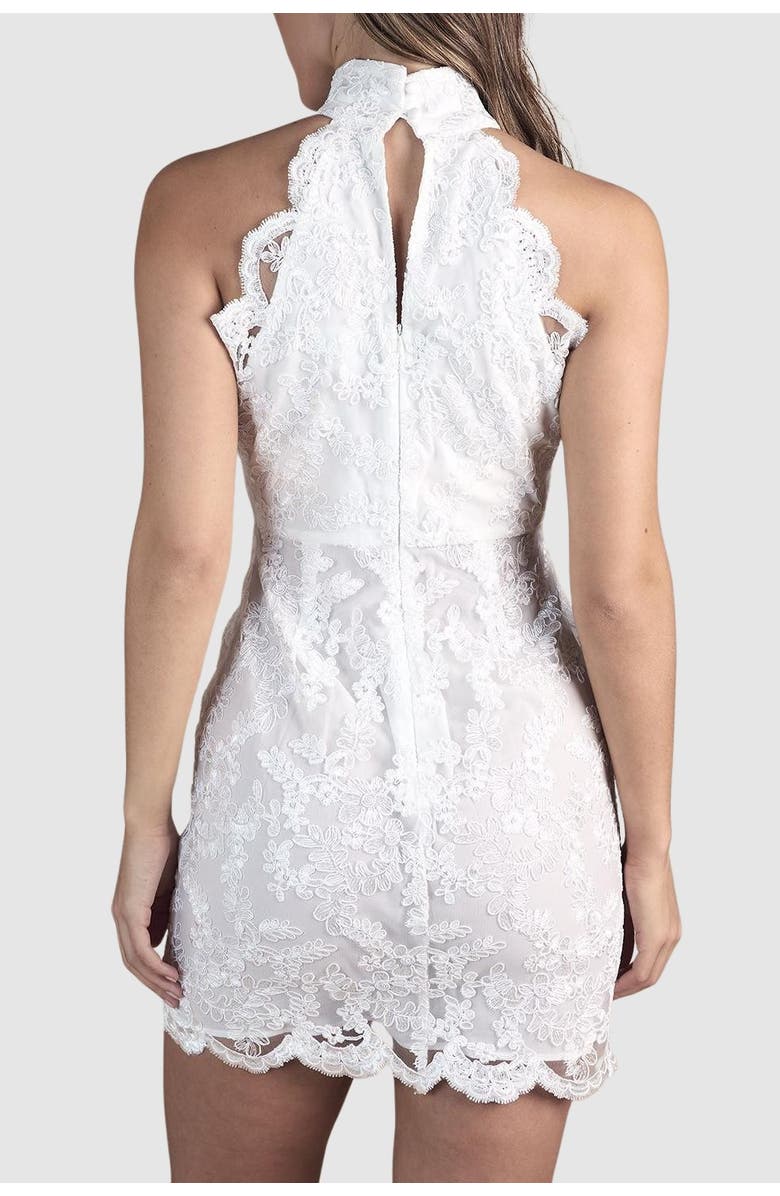 Coast High Neck Mesh Mini Wedding Dress, Alternate, color, Ivory