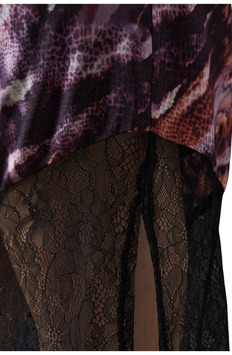 Warehouse Column Lace Panel Midi Dress, Alternate, color, Multi