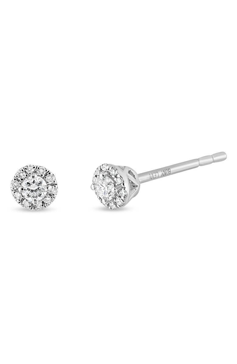 Bony Levy Icon 18K White Gold Round Diamond Halo Stud Earrings, Main, color, 