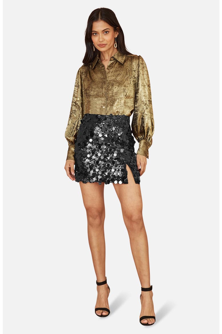 Big Sequin Mini Skirt, Alternate, color, Black