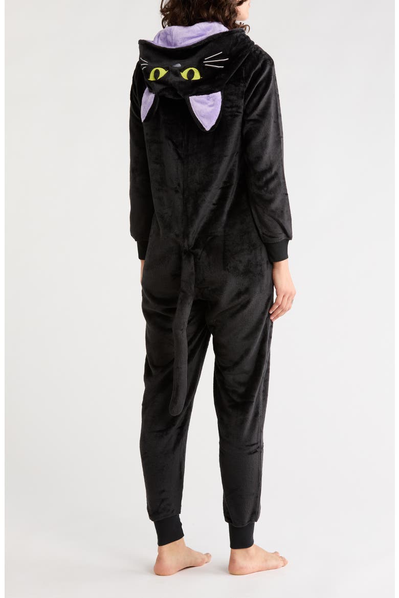 Halloween Unionsuit Cat Jumpsuit, Alternate, color, SOLID BLACK