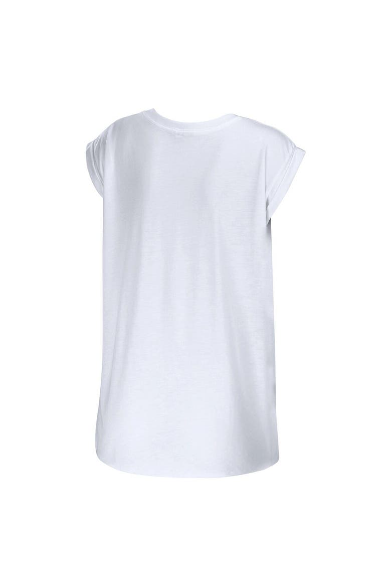 Women's WEAR by Erin Andrews White Boston Bruins Greetings From Muscle T-Shirt, Alternate, color, White