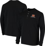 DUNBROOKE Men's Dunbrooke Black Cincinnati Bengals Logo Maverick Thermal Henley Long Sleeve T-Shirt
