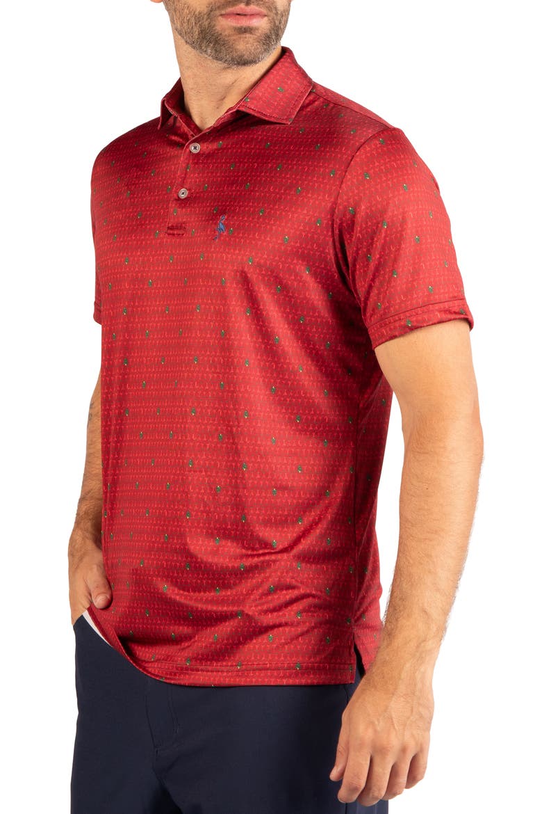 Holiday Martini Glass Performance Polo, Alternate, color, RED