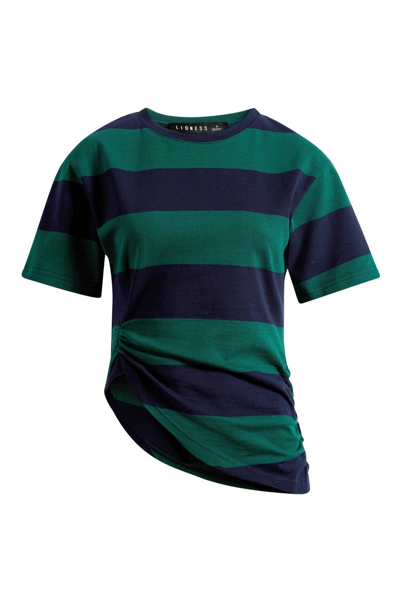 In Transit Stripe Ruched Cotton Crop T-Shirt, Alternate, color, FOREST STRIPE