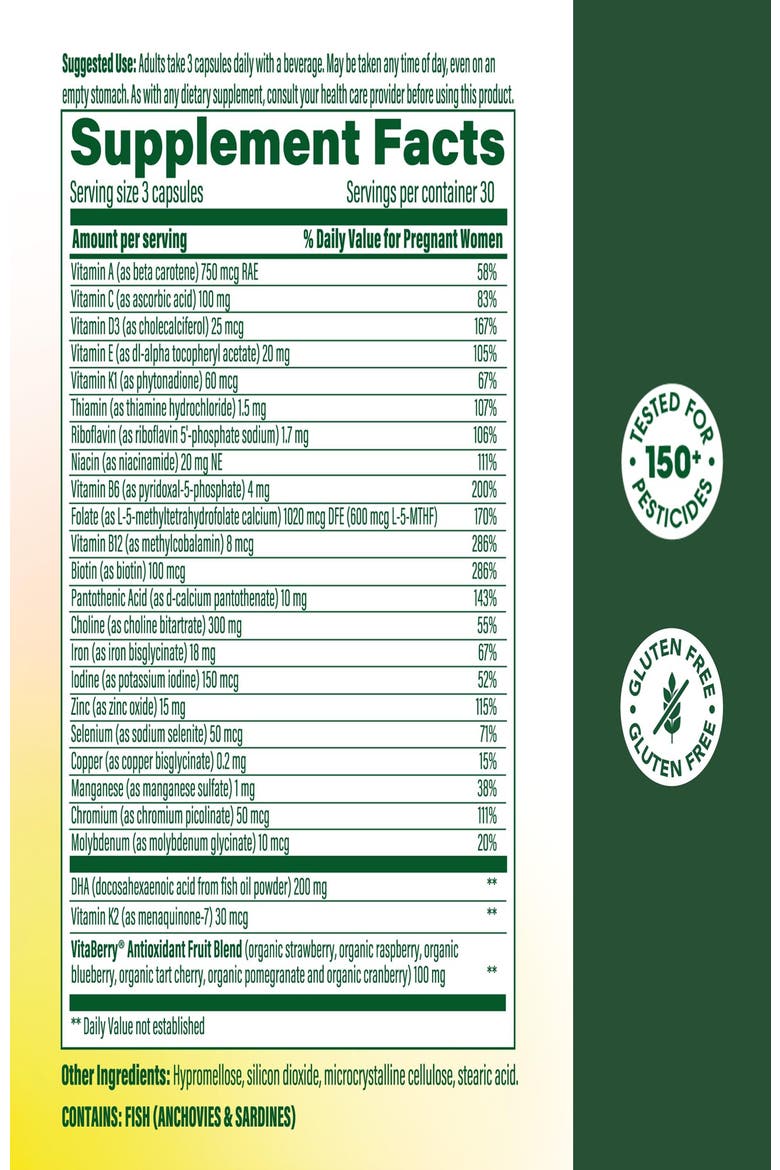 Baby and Me 2 Prenatal Multivitamin with DHA Choline and Methylfolate 90 Capsules, Alternate, color, None