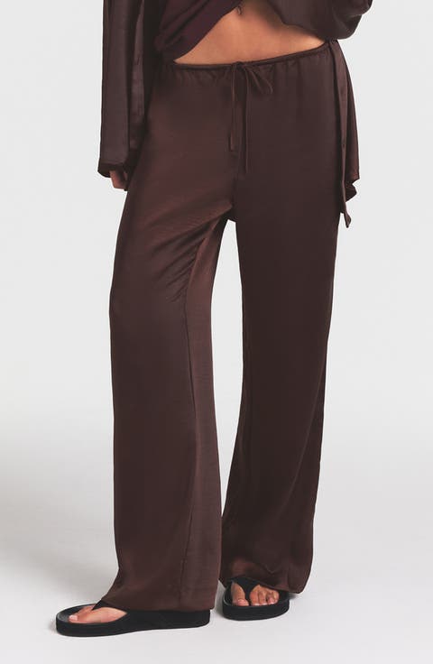 Lightweight Satin Straight Leg Pants (Regular & Plus)