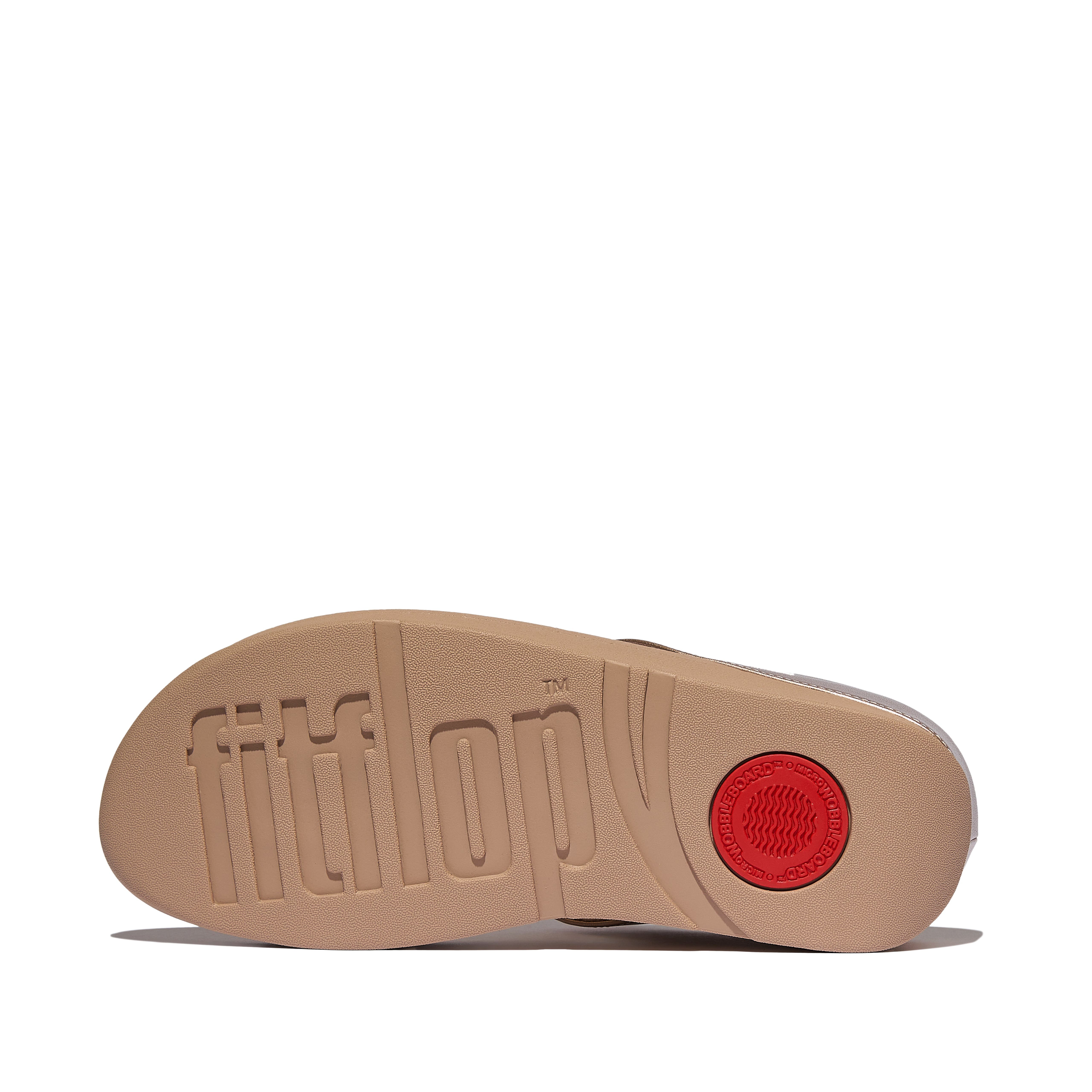 FitFlop Fino Beadie-button metallic toe-post sandals, Alternate, color, Metallic Classic Beige