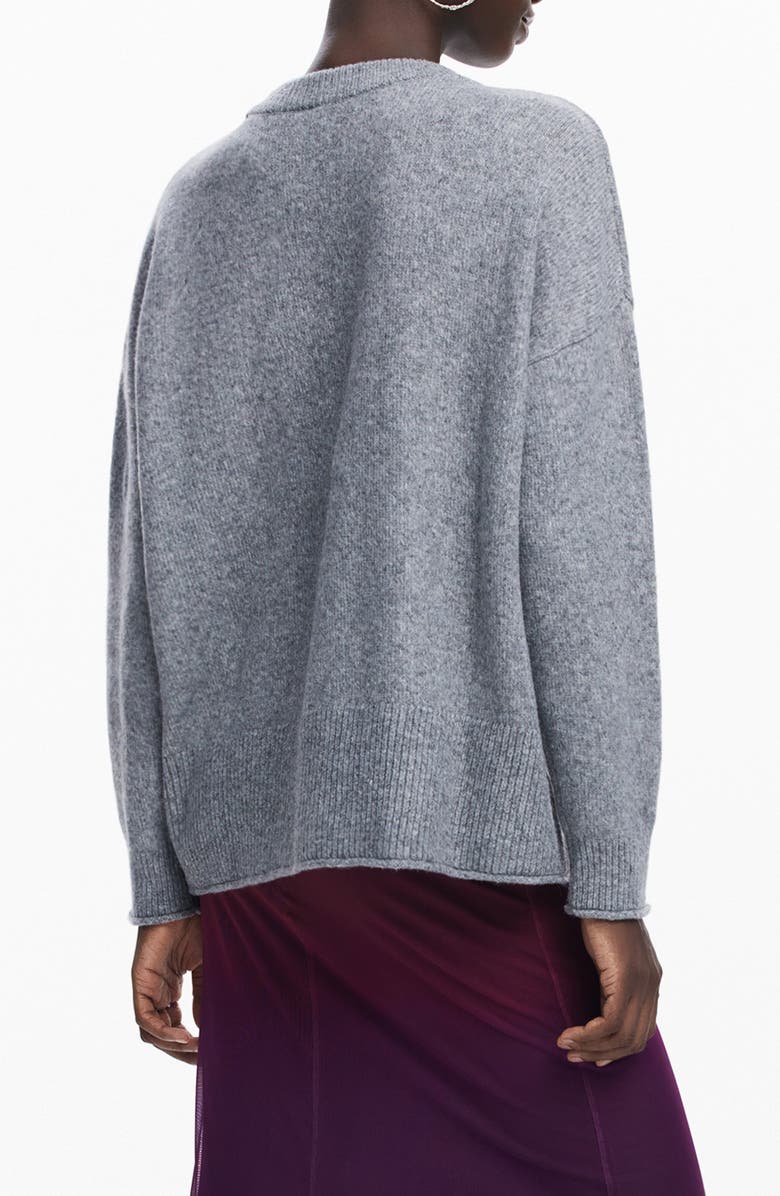 Desigual Smug Sequin Patch Sweater, Alternate, color, Grey Scale