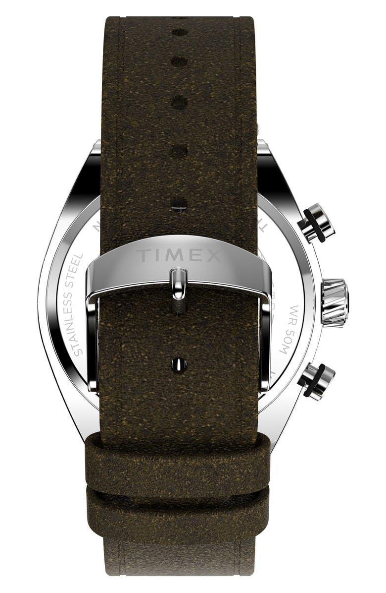 Timex<sup>®</sup> Legacy Tonneau Chronograph Leather Strap Watch, 42mm, Alternate, color, 
