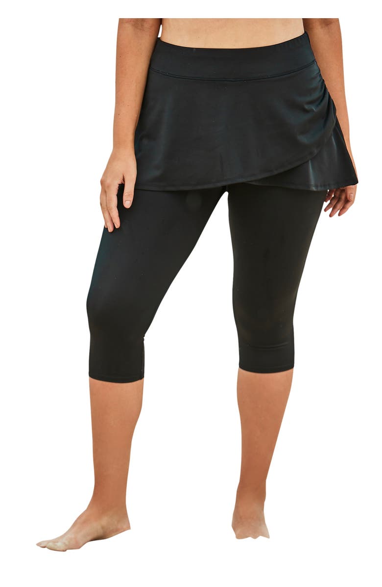 Swim 365 Skirted Swim Capri Pant, Main, color, Black
