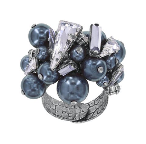 Spikes and Pearls Cluster Statement Ring