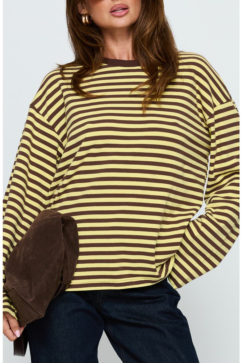 Settle Down Stripe Oversize T-Shirt, Main, color, BROWN
