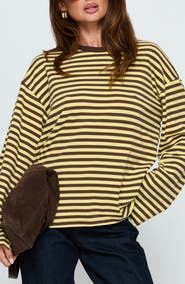Princess Polly Settle Down Stripe Oversize T-Shirt